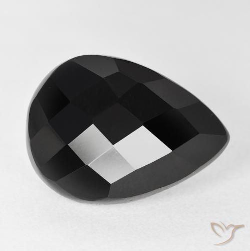 Ônix Preto Natural 9.80ct, Formato de pêra, Opaco