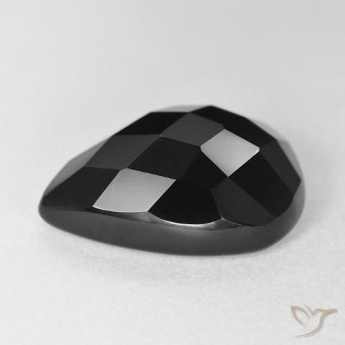 Ônix Preto Natural 9.80ct, Formato de pêra, Opaco