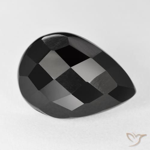 Ônix Preto Natural 8.88ct, Formato de pêra, Opaco