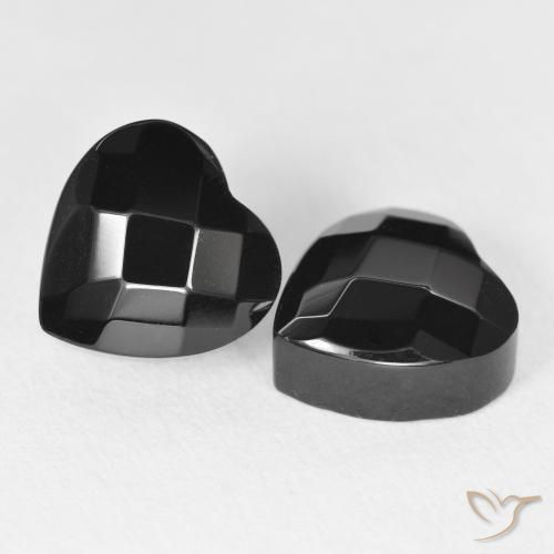 Pedras preciosas de Ônix Preto natural de 8.89 ct, Coração, Opaco