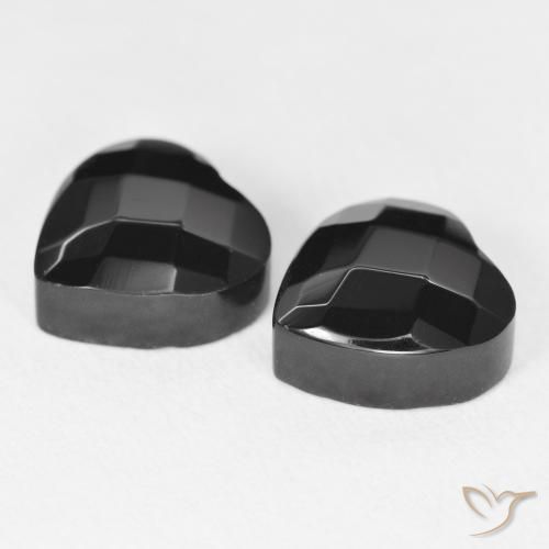 Pedras preciosas de Ônix Preto natural de 8.89 ct, Coração, Opaco