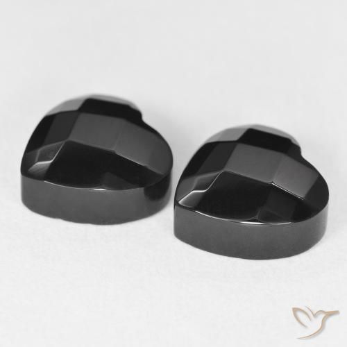 Pedras preciosas de Ônix Preto natural de 8.66 ct, Coração, Opaco