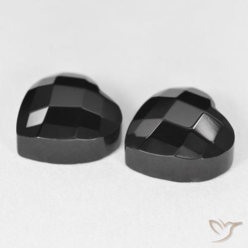 Pedras preciosas de Ônix Preto natural de 8.54 ct, Coração, Opaco