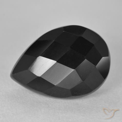 Ônix Preto Natural 8.92ct, Formato de pêra, Opaco