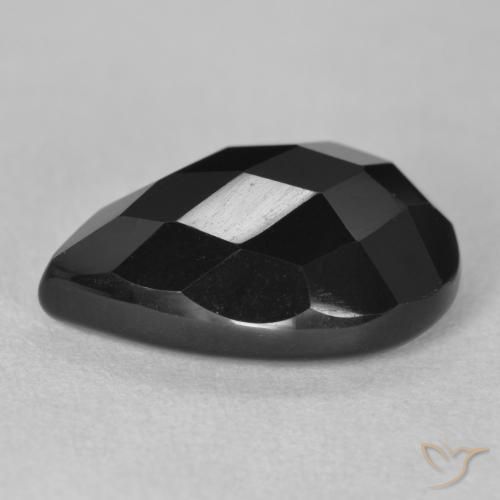 Ônix Preto Natural 8.92ct, Formato de pêra, Opaco