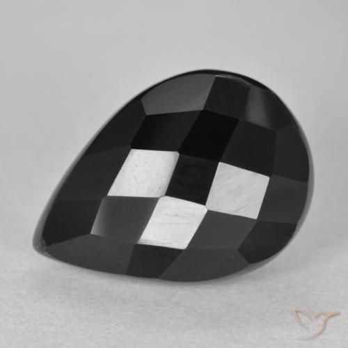 Ônix Preto Natural 9.16ct, Formato de pêra, Opaco