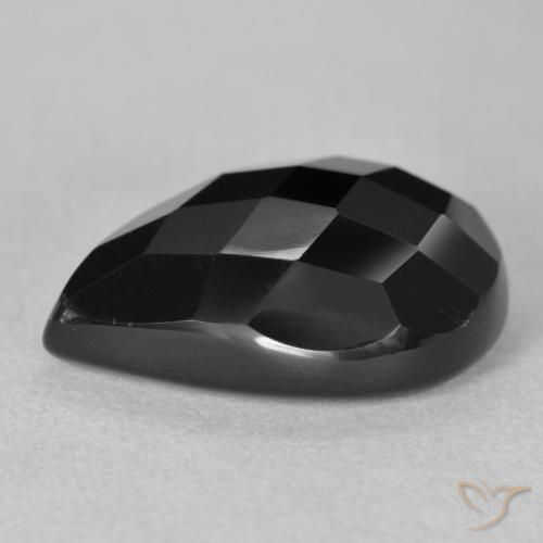 Ônix Preto Natural 9.16ct, Formato de pêra, Opaco
