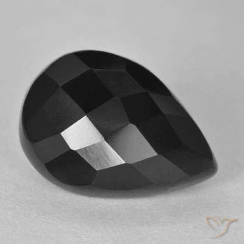 Ônix Preto Natural 9.32ct, Formato de pêra, Opaco