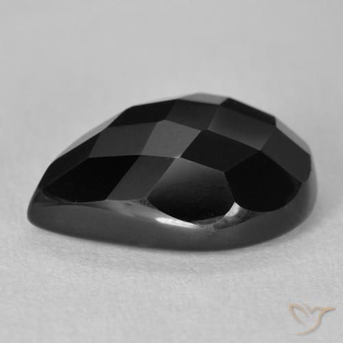 Ônix Preto Natural 9.32ct, Formato de pêra, Opaco