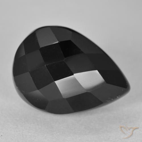 Ônix Preto Natural 9.47ct, Formato de pêra, Opaco