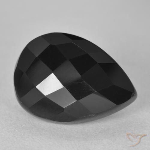 Ônix Preto Natural 9.20ct, Formato de pêra, Opaco