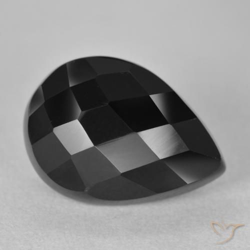 Ônix Preto Natural 9.31ct, Formato de pêra, Opaco