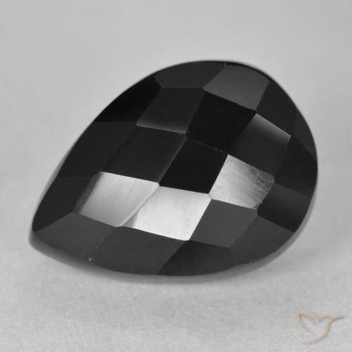 Ônix Preto Natural 10.11ct, Formato de pêra, Opaco