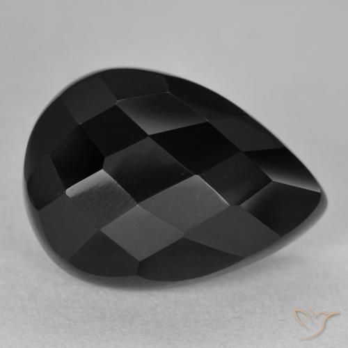 Ônix Preto Natural 9.95ct, Formato de pêra, Opaco