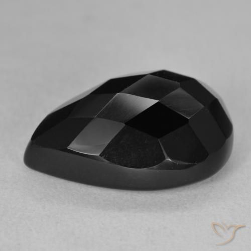 Ônix Preto Natural 9.95ct, Formato de pêra, Opaco