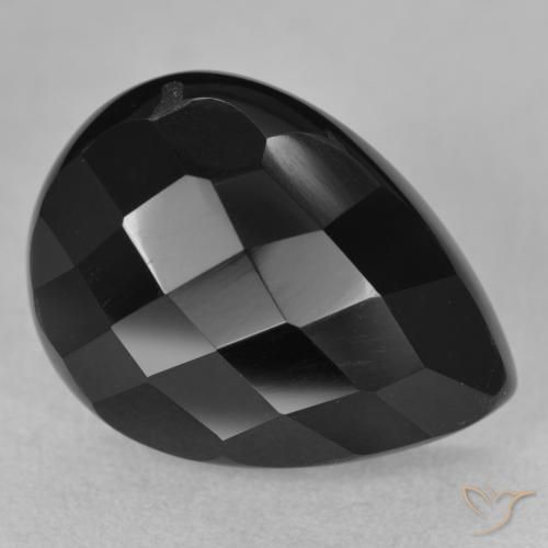 Ônix Preto Natural 9.91ct, Formato de pêra, Opaco