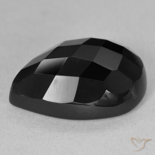 Ônix Preto Natural 9.91ct, Formato de pêra, Opaco