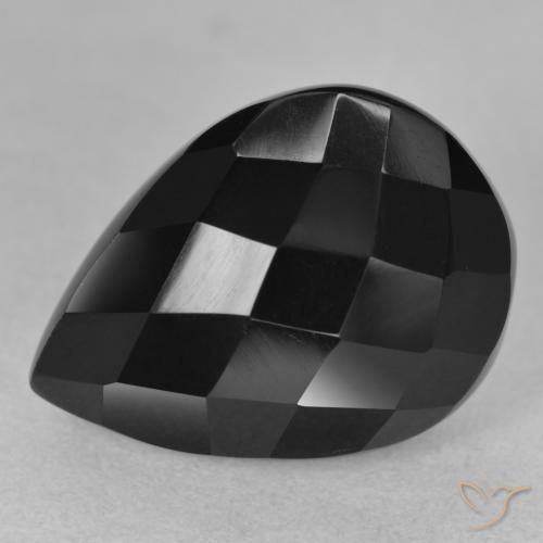 Ônix Preto Natural 9.60ct, Formato de pêra, Opaco