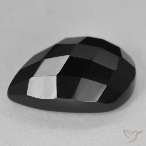 Ônix Preto Natural 9.60ct, Formato de pêra, Opaco