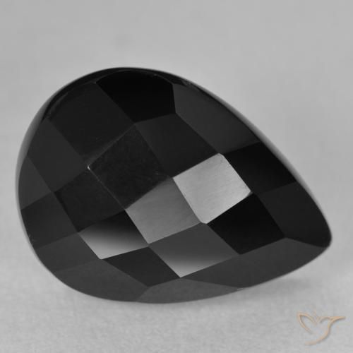 Ônix Preto Natural 8.70ct, Formato de pêra, Opaco