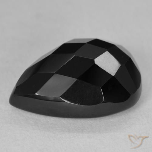 Ônix Preto Natural 10.07ct, Formato de pêra, Opaco
