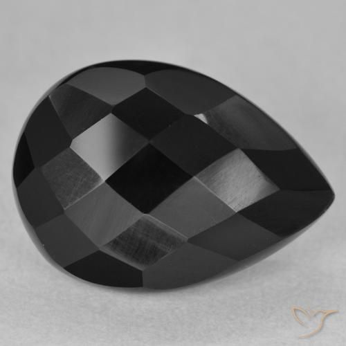 8.11ct Natural Preto Ônix, Formato de pêra, Opaco