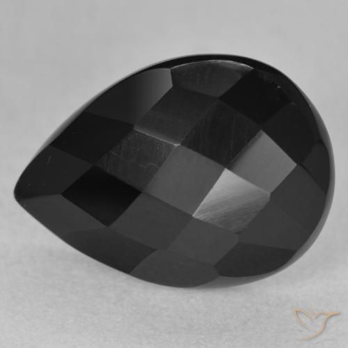 Ônix Preto Natural 8.11ct, Formato de pêra, Opaco