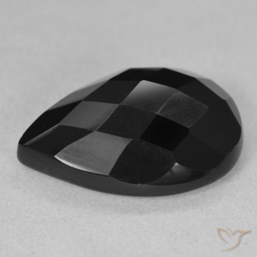 Ônix Preto Natural 8.11ct, Formato de pêra, Opaco