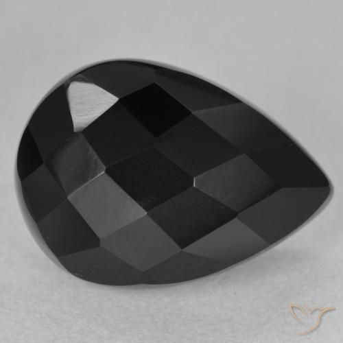 Ônix Preto Natural 9.82ct, Formato de pêra, Opaco