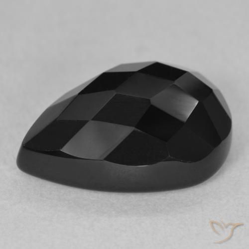 Ônix Preto Natural 9.82ct, Formato de pêra, Opaco