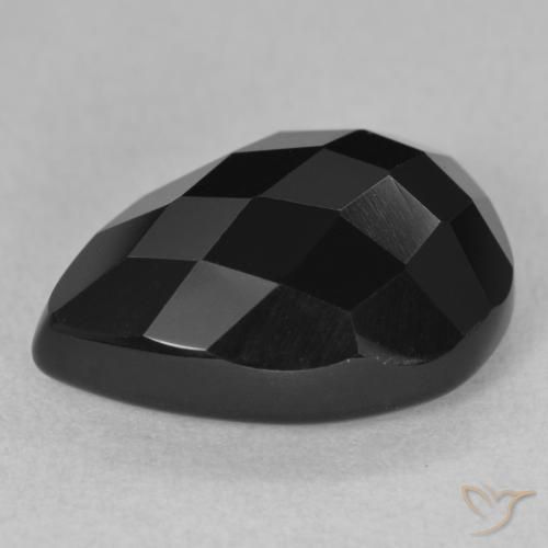 Ônix Preto Natural 10.32ct, Formato de pêra, Opaco