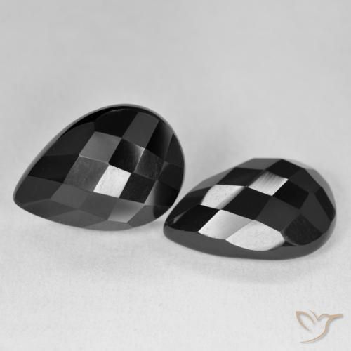 Pedras preciosas de Ônix Preto natural de 17.54 ct, Formato de pêra, Opaco