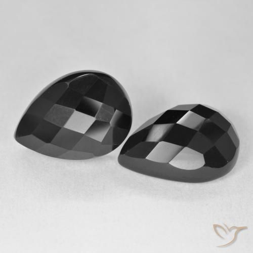Pedras preciosas de Ônix Preto natural de 21.82 ct, Formato de pêra, Opaco