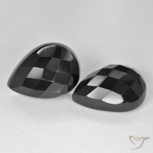 Pedras preciosas de Ônix Preto natural de 21.54 ct, Formato de pêra, Opaco