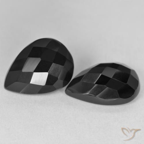 Pedras preciosas de Ônix Preto natural de 17.51 ct, Formato de pêra, Opaco