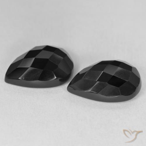 Pedras preciosas de Ônix Preto natural de 17.51 ct, Formato de pêra, Opaco