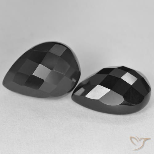 Pedras preciosas de Ônix Preto natural de 22.03 ct, Formato de pêra, Opaco
