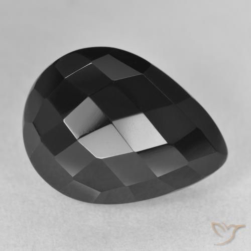 Ônix Preto Natural 12.67ct, Formato de pêra, Opaco