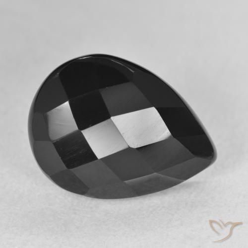 Ônix Preto Natural 5.80ct, Formato de pêra, Opaco