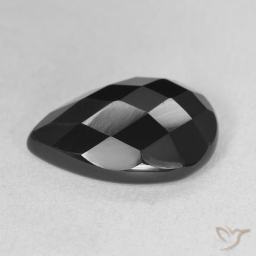 Ônix Preto Natural 5.80ct, Formato de pêra, Opaco