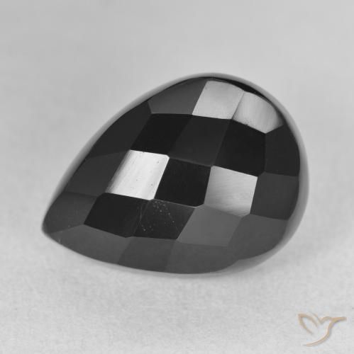 Ônix Preto Natural 10.59ct, Formato de pêra, Opaco