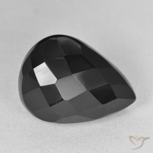Ônix Preto Natural 9.35ct, Formato de pêra, Opaco
