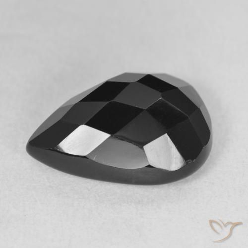Ônix Preto Natural 9.35ct, Formato de pêra, Opaco