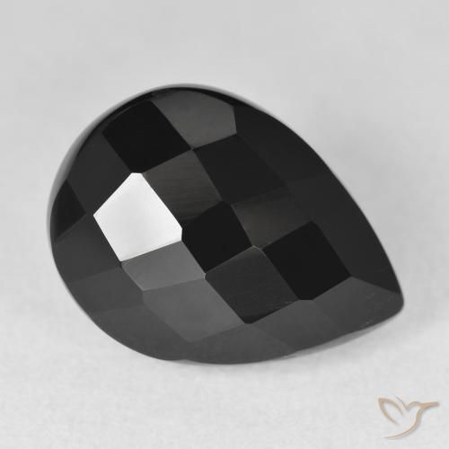 Ônix Preto Natural 10.08ct, Formato de pêra, Opaco