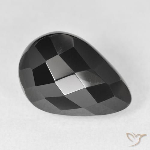 Ônix Preto Natural 8.51ct, Formato de pêra, Opaco