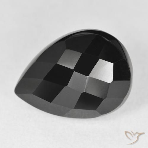 Ônix Preto Natural 10.04ct, Formato de pêra, Opaco