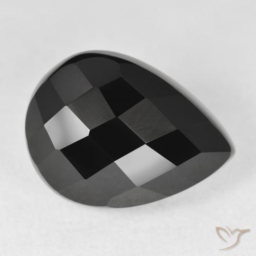 Ônix Preto Natural 11.28ct, Formato de pêra, Opaco
