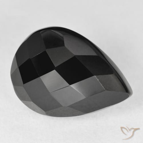 Ônix Preto Natural 9.38ct, Formato de pêra, Opaco