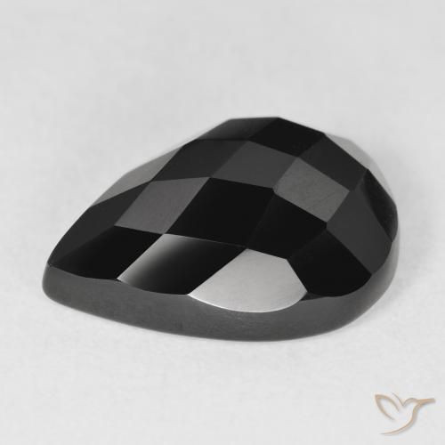 Ônix Preto Natural 9.38ct, Formato de pêra, Opaco