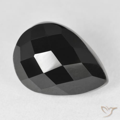 Ônix Preto Natural 11.38ct, Formato de pêra, Opaco
